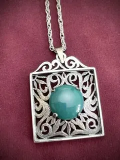 シルバー925 グリーン石 ネックレス