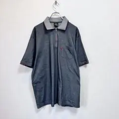 【日本製】DUNLOP ダンロップ 4L ハーフジップ ポロシャツ グレー
