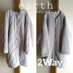 美品☆earthmusic＆ecologyリバーシブル2Wayノーカラーコート