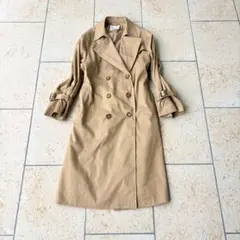 【美品】 トレンチコート ベージュ ウエストベルト 2way 春物 リボンのサムネイル