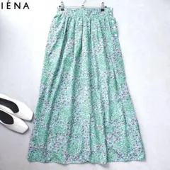 IENAロングスカート 花柄 フラワーデザインスカートM ウエストゴム