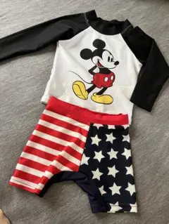 ミッキーラッシュガード×アメリカ国旗水着　2点セット