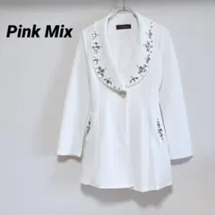 Pink Mix ビジュー付きロングジャケット　ホワイトのサムネイル