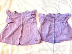 RAG MART チェリー柄半袖シャツ 80・100cm セット　姉妹コーデ