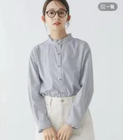 グローバルワーク　イージーケア襟フリルブラウス長袖