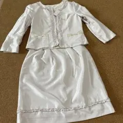 美品savem ホワイトベージュ2way レースジャケットスカートセットアップ