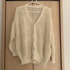 ハートマーケット アイボリー 透かし編み カーディガンのサムネイル
