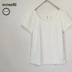 【美品】ecruefil　エクリュフィル　Tシャツ　花柄　レース　白　半袖　Mのサムネイル