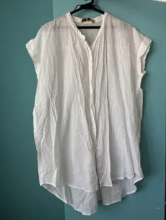 ホワイト ロングシャツ 半袖AICのサムネイル