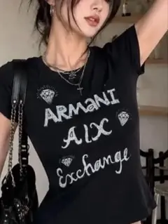 レアY2K 00’s アルマーニExchange ブラック Tシャツ Mのサムネイル
