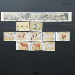 台湾切手特68、97《百駿馬、駿馬図古画郵票》8種完7種完 未使用'70,73年