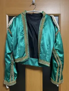 【社交ダンス】パソドブレ用ボレロ Lサイズ グリーン 競技・デモ用 ハンドメイド