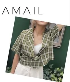 AMAIL ダブルボタンタータンチェック5分袖ジャケットのサムネイル