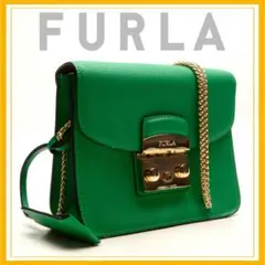 FURLA　フルラ　メトロポリス　ミニ　ショルダーバッグ　グリーン　チェーン