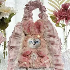 ゆ*ら様 うさ耳　ねこ　ピンクフリルバック　底板付き　コヤンイサムチョン風