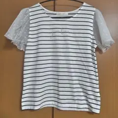 レディース Rewde ボーダー柄 シースルー袖 カットソー Lサイズのサムネイル