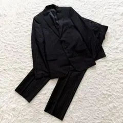 美品　スーツカンパニー スーツ セットアップ　ストライプ　パンツ ブラック S