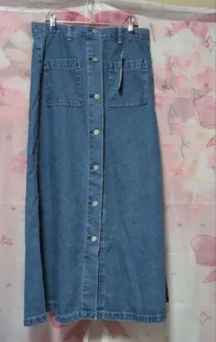 GU デニムフロントボタンマキシスカート XL