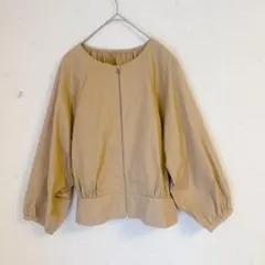 SIMPLICITÉ ノーカラーブルゾン ベージュ 短丈 春秋 レディース Sのサムネイル