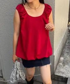 CIAOPANIC TYPY ギャザードロストノースリーブブラウスTEE