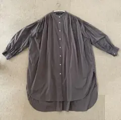 ミズイロインド　襟なしロングシャツ