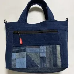 再値下げ！デニムリメイクバッグDかん付き大ポケットバンドメイドパッチワークおまけ