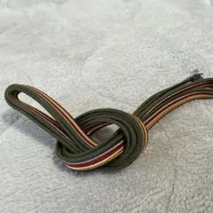 帯締め オリーブグリーン 多色ストライプ