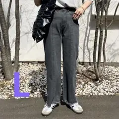 しまむら☆omi☆フリンジ☆デニムワイドパンツ☆L