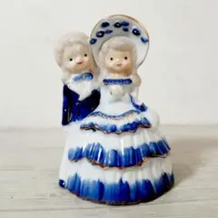 陶器人形　陶器　幸せ運ぶ　HAPPY BELL ベル　ブルー