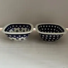 ポーリッシュぽタリー　四角ボウル2個セット