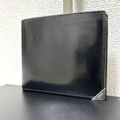 【美品✨プレートロゴ/人気】プラダ　二つ折り財布　ブラック　レザー　ユニセックス