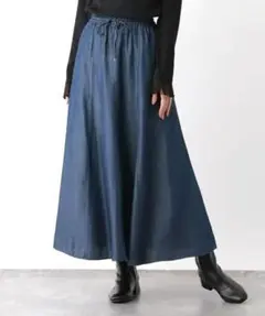 新品タグ付　GLOBAL WORK　エアリーリラックスデニムスカート L　紺色