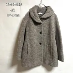 CORDIER コルディア ツイード ショールカラー コート グレー42Mサイズのサムネイル