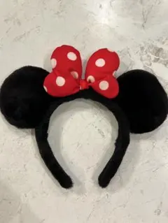 ミニーマウス カチューシャ 赤い水玉リボン