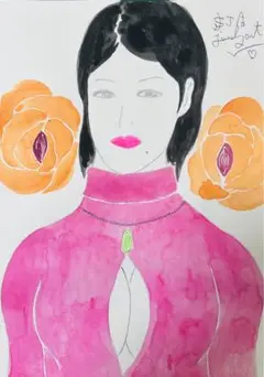 貴方の彼女♡A4水彩アクリル絵画原画抽象画