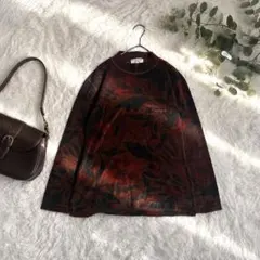 【クリツィアトレンド＊イタリア製】スエードカットソー M 花柄 赤茶色 長袖のサムネイル