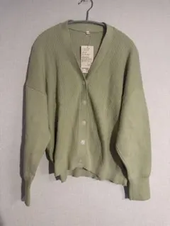 無印良品　Vネックカーディガン　ライトグリーン　XL
