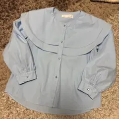 ZARA ライトブルー ラウンドカラーシャツ サイズ8