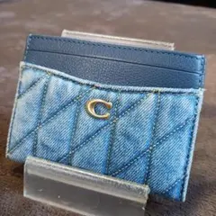 【美品】COACH エッセンシャル カードケース デニム キルティングCS130