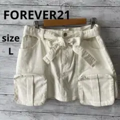 新品　FOREVER21 ホワイトミニスカート ウエストリボン付き　サイズL