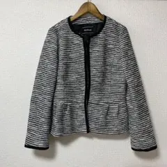 husHusH ノーカラージャケット ツイード調 ブラック ホワイトのサムネイル