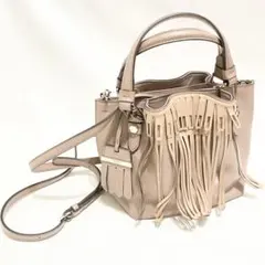 トッズTOD’Sフリンジ2wayハンドバッグ　ピンクベージュ