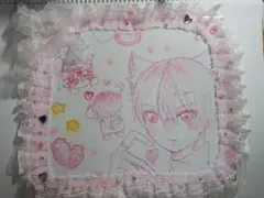 Z*A様 オリジナル 手描き イラスト アナログ モノクロ 風呂上がり男子