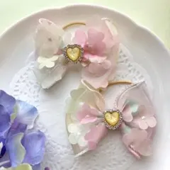№301 マット×ツヤ ぷっくりリボン ピンク レジンヘアゴム - メルカリ