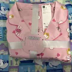【新品】gu スヌーピー サテンパジャマ上下セット❤️ポーチ付❤️PINK 【XL】