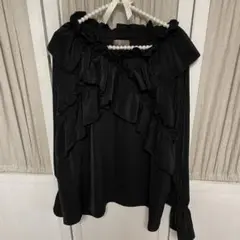 tal by yumi☆フリル付きブラック長袖ブラウス☆Ｌサイズ☆【新品】