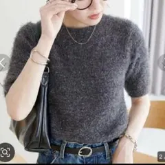 DISCOAT ディスコート　フェザーヤーン　半袖プルオーバー　ラメ