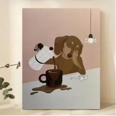 アートポスター　モダン　カフェ　コーヒーと犬　レトロ　シンプル　ギフト　秋　A3