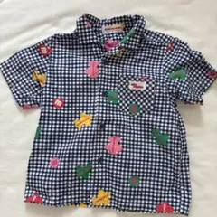 ミキハウス チェック柄シャツ　飛行機