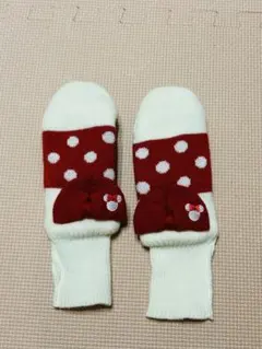 ミニーちゃん柄リボン手袋　レディース　ミトン